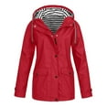 thumbnail image 1 of Veste de Pluie Légère pour Femmes Imperméable Trench de Plein Air avec Capuche Léger Grande Taille P-5TG, 1 of 8