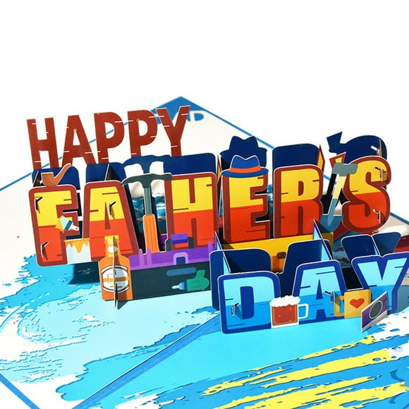 Fathers Day Card With Pop of Art, Exquisite Design For A Memorable Surprise, Intricately Handcrafted Pop Up Card From Wife Kids Daughter Son, Includes Classic Blue Envelope