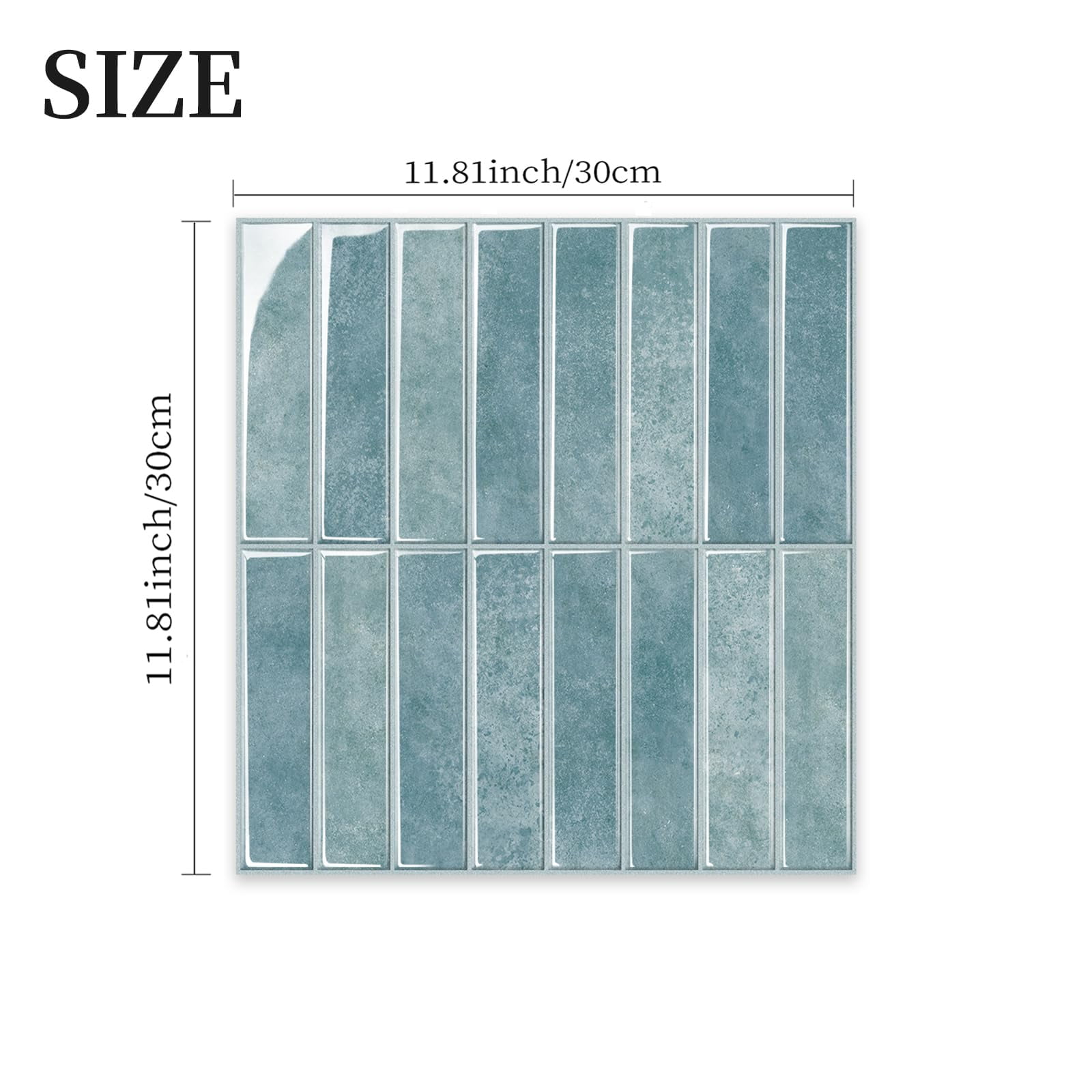 10 Sheets 12inch/30.5cm 3d Vinyl Backsplash Tiles  Self-adhesive Peel And Stick Wall Tile Stickers On Subway For Kitchen Bathroom Light Blue Gray