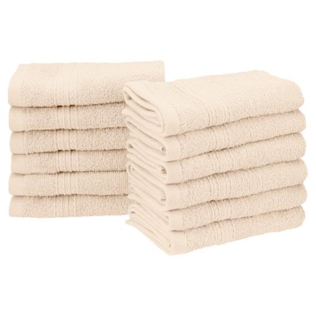 Superior EF-FACE IV Eco-Friendly 100 Percent Ringspun Cotton Face Towel Set - Ivory, 12 Pieces