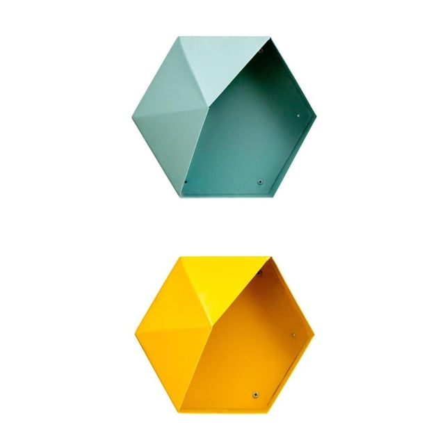 GUOOL 2 Pieces Hexagon Display Shelves, Decorative Window Box Plant Holder Racks