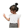 thumbnail image 1 of Nwiuh T-Shirts pour Filles à Double Couche à Volants Manches Courtes Enfants Été Col Rond Tunique Tee 1-8 Ans (Blanc, 3-4 Ans), 1 of 4