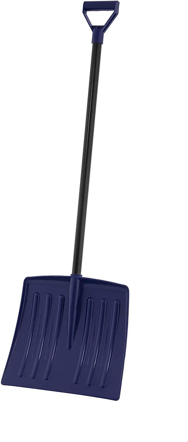 Superio Kid Snow Shovel with Metal Handle, Navy Blue Durable Shovel for Snow, Comfort D Grip