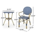 thumbnail image 5 of Patio Furniture Sets Outdoor PE Rattan and Aluminum 3 Piece French Bistro Set, Dark Teal & White, and Bamboo Finish,Outdoor Patio Furniture Sets, 5 of 11