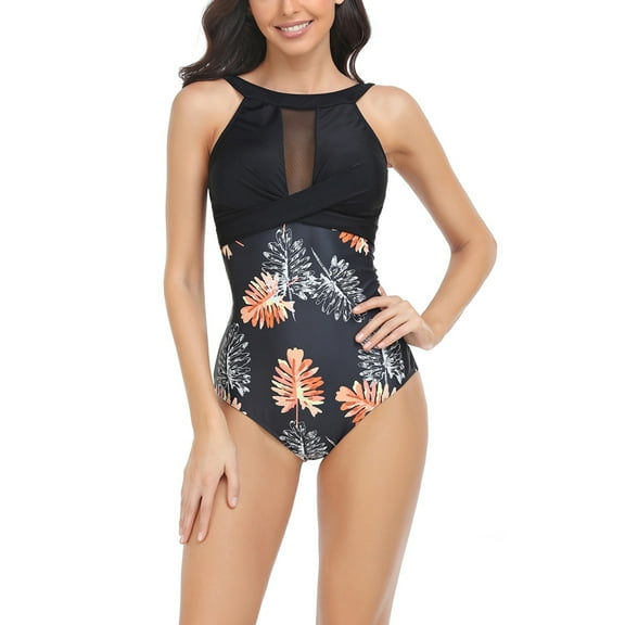SWSMCLT Women's One Piece Bathing Suit High Waisted Bathing Suit One Piece Swimwear Beach Sexy Summer Swimming Spandex Black Medium