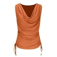 thumbnail image 4 of Jjayotai Deep V Neck Wrap Sleeveless Shirts, Sexy Ruched Blouse Top for Women, Womens Tank Tops Loose Fit Orange^ XL, 4 of 6
