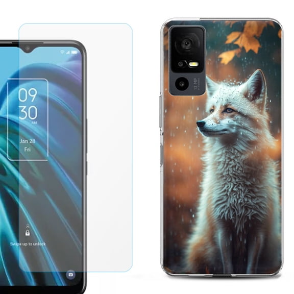 OneToughShield ® for TCL 40 XE 5G Shockproof Fashion Phone Case, with Tempered Glass Screen Protector - Fox Autumn