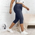 thumbnail image 5 of GUACER Womens Stretchy Capri Jeans Casual High Waisted with Faux Pockets Print Tummy Control Skinny Trendy Comfy Denim Leggings, 5 of 9