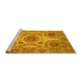 thumbnail image 2 of Ahgly Company Machine Washable Indoor Round Abstract Yellow Modern Area Rugs, 5' Round, 2 of 4
