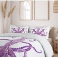 thumbnail image 6 of Ambesonne Octopus Duvet Cover Set, Aquatic Character Tentacles, 2-Calking, Purple White Mauve, 6 of 7