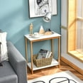 thumbnail image 2 of Costway Table d'Appoint 23 Pouces Hauteur à 2 Niveaux avec Cadre en Bambou Table de Chevet Moderne Compacte, 2 of 10