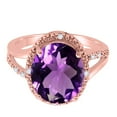 thumbnail image 3 of Mauli Jewels Rings for Women 4.53 Carat Oval Shaped Amethyst and Diamond Ring 4-Prong 10K Rose Gold, 3 of 6