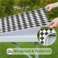 thumbnail image 6 of Black and White Checkerboard Checkered Pattern Square Fitted Tablecloth with Elastic Edge,Square Table Cover,Washable Elastic Table Cover for Home Kitchen Party Decor 36"x36", 6 of 6