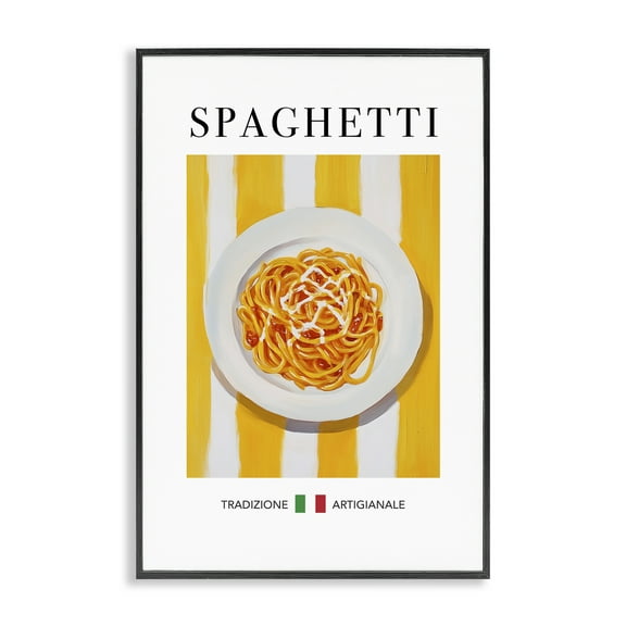 Stupell Industries Traditional Spaghetti Pasta Food & Beverage Painting Black Framed Art Print Wall Art, 12 x 18