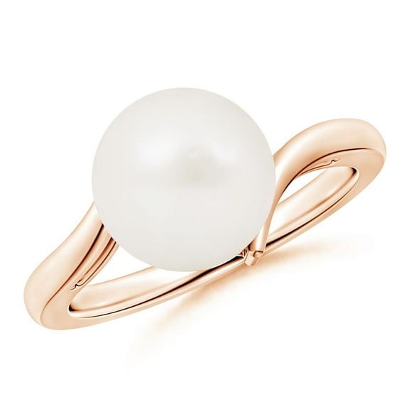 Angara Solitaire Freshwater Cultured Pearl Bypass Ring in 14K Rose Gold for Women | June Birthstone Jewelry for Her