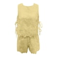 thumbnail image 4 of DHFJKG Women Boho 2 Piece Sets Summer Beach Clothes Lace Hallow Out Sleeveless Tank Tops And Shorts Vacation Outfits, 4 of 4