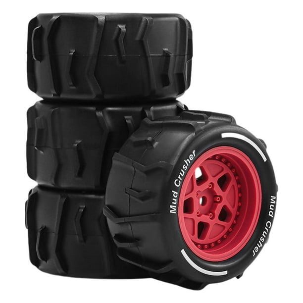 4 ruedas y neumáticos de repuesto para el modelo RC Granite 1/18, robustos y fáciles de montar Rojo
