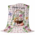 thumbnail image 6 of Easter Blanket Soft Cozy Warm Twin Blanket for Bed, Plush Fuzzy Flannel Fleece Blankets for Sofa, Watercolor Eggs Floral Botanical Butterfly Pink Plaid Throw Blankets for Couch Gifts, 60"x80", 6 of 9