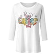thumbnail image 4 of Easter Bunny Print Three Quarter Sleeve T Shirt for Women Soft Breathable Casual Top White XXL, 4 of 4