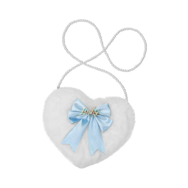 Bolso de un solo hombro de felpa para niñas en forma de corazón Bolso informal para damas para viajes, vacaciones, fiestas, trabajo Longitud de cadena , Lazo Lazo Yinane Monedero de hombro