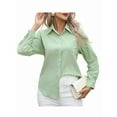 thumbnail image 2 of Button Down Shirts for Women Cotton Dress Shirts Collared Long Sleeve Wrinkle Free Blouse Tops Light Green XL, 2 of 9