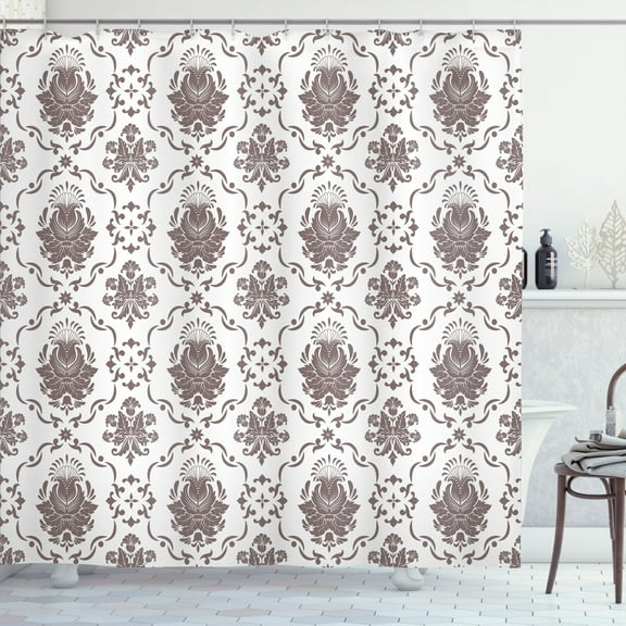 Ambesonne Floral Shower Curtain, Victorian Floral Art Pattern, 69"Wx75"L, Dark Taupe