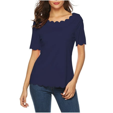 

Mrat Short Sleeve Round-Neck Blouses & Shirts Women Tops Fashion Ladies Summer Casual Short Sleeve Round Neck T-Shirt Blouse Solid Tops Blouse Short Sleeve Short Sleeve Scrub Tops Female