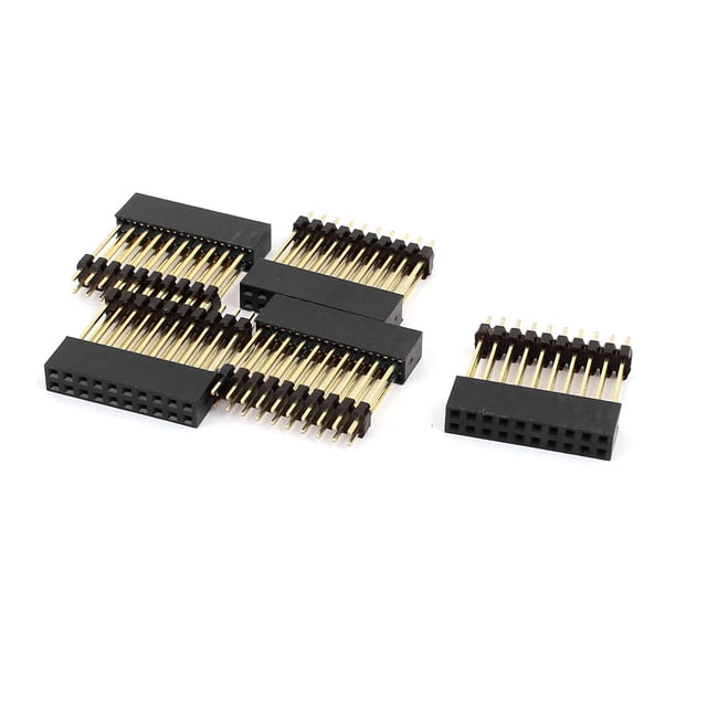 Unique Bargains 5 Pcs Bande d'En-tête Droite Dorée 2mm 2x10 Pin Femelle Double Rangée