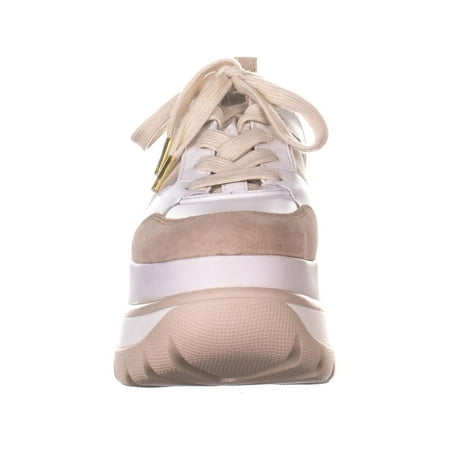 michael michael kors felicia leather and canvas platform trainer