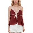 thumbnail image 1 of Toimothcn Womens Tank Top Women Contrast Tie Front Top Neck Flowy Crinkled Ruffle Going Out Tank Tops Summer Split Shirt Suitable For Outdoor Activities, 1 of 6