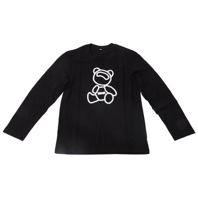 Camisa de manga larga con cuello redondo para hombre, suelta, de algodón, con estampado adorable, ligera, a la moda, color negro, talla M