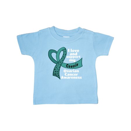 

Inktastic I Love and Support my Cousin with Teal Ribbon Heart Gift Baby Boy or Baby Girl T-Shirt
