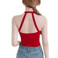 thumbnail image 6 of Ugoldhm Women's Shapewear Halter Tank Tee - Built-in Bra Sleeveless Slim Fit Sexy Summer Crop Top, 6 of 6