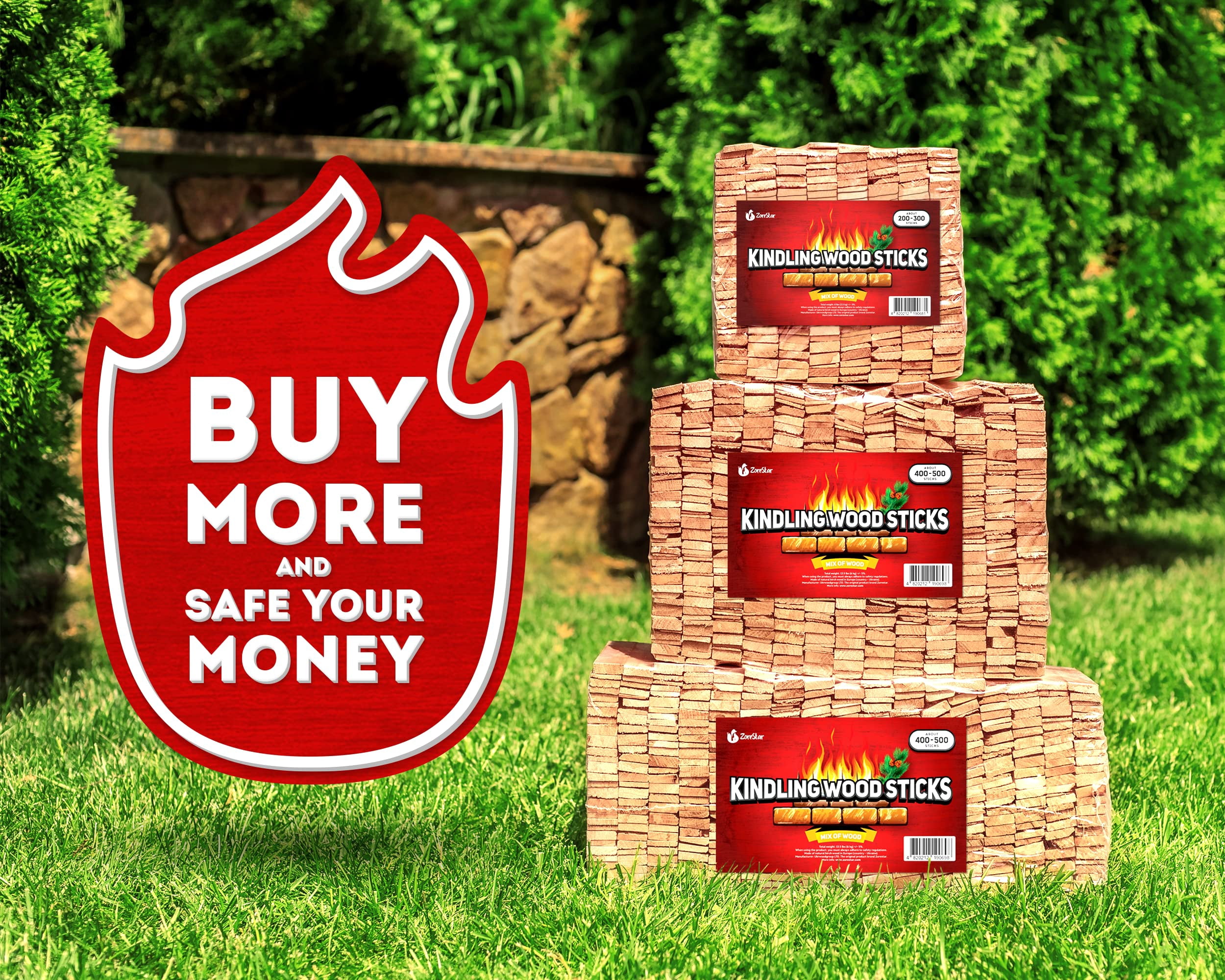 Zorestar | Kindling Wood Fire Starter Sticks 300 Pc - Kiln Dried Firewood -  Fire - Walmart.com