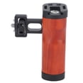 thumbnail image 1 of Side Wooden Handle Grip, Dark Red Camera Cage Side Handle Grip with Cold Shoe Mount for Microphone, 1 of 7