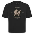 thumbnail image 2 of Men's Levelwear Black Miami Marlins Crossway Oversized Luxe Signature Knit T-Shirt, 2 of 3