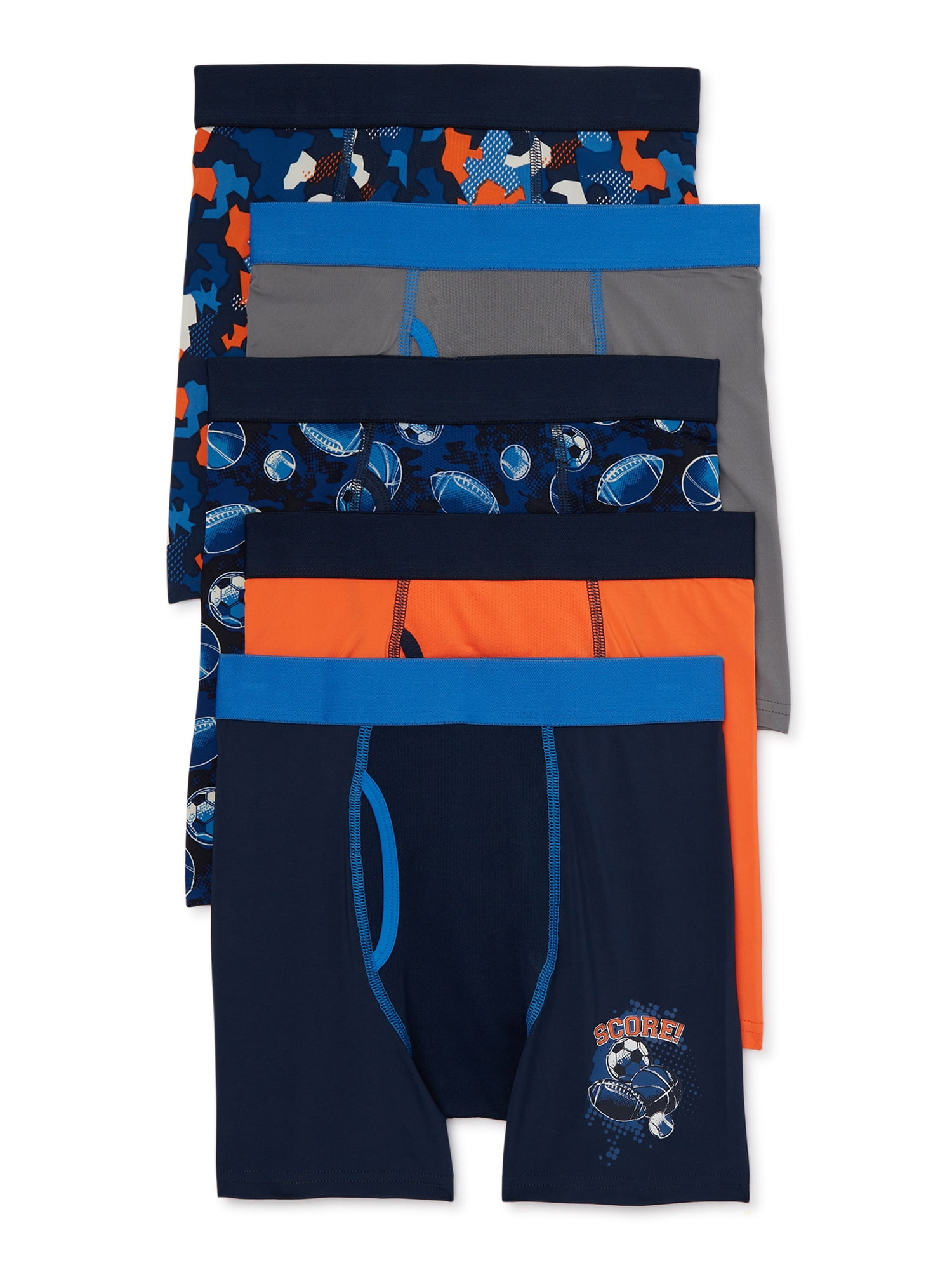Athletic Works Boys Performance Boxer Briefs, 5 Pack, Sizes SXL