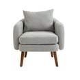 thumbnail image 5 of Boucle Accent Chair with a Pillow, Modern Upholstered Lounge Chair with Rubber Wood Legs, Armchair with Curved Edges for Living Room Bedroom Dressing Room Vanity Room, Gray, 5 of 9
