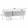 thumbnail image 2 of MIKIBAMA 43.5 Inch Dark Blue Oval Flannel Storage Ottoman Bench Golden Metal Legs for Living Room Bedroom Entryway, 2 of 8