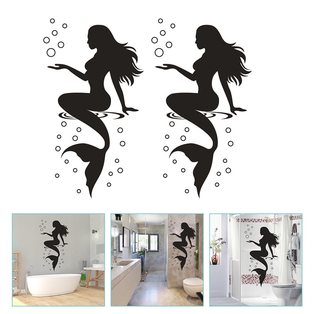 Etereauty Wall Mermaid Stickers Decals Decal Bathroom Decor Sea Sticker  Girl Ocean Vinyl Mural Nurserythe Understick Peel Decals 