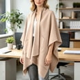 thumbnail image 3 of Lutiedan Shawl Wraps for Women, Soft Elegant Poncho Cape with Pockets, Open Front Scarf Blanket Cardigan for Fall Winter,Khaki, 3 of 6