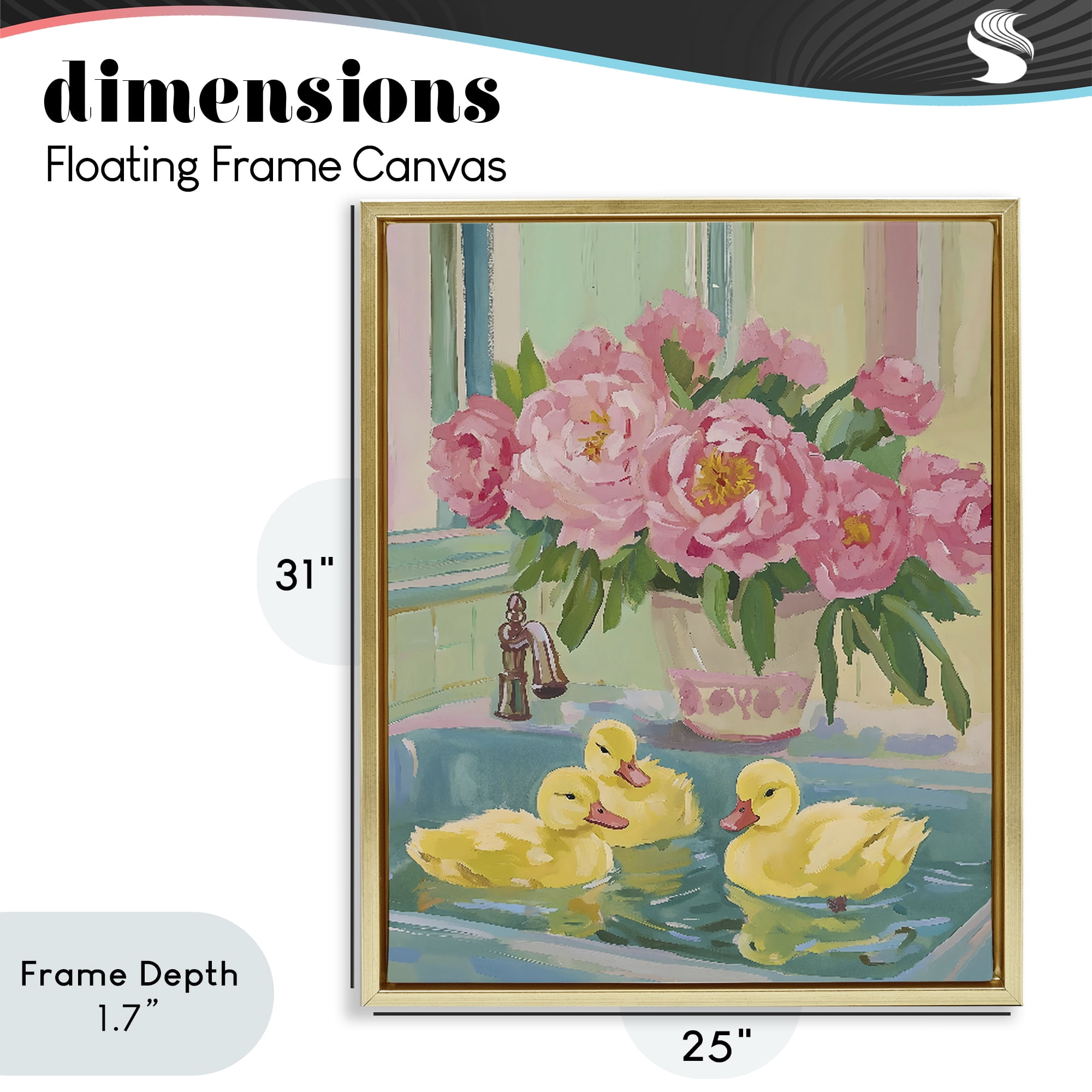 Stupell Industries Ducks in Sink Bath Gold Framed Floater Canvas Wall Art, design by The Prints Vibe