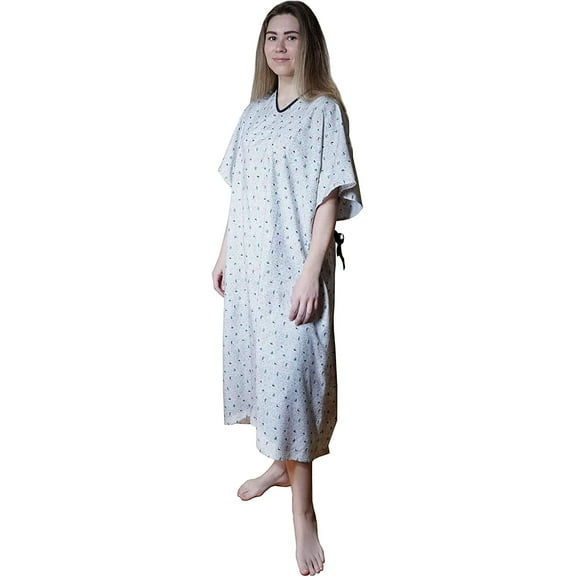 Hospital Gown IV - One Size Fits All (Small - 2XL) - Tie Back - Sailboats Print (12)