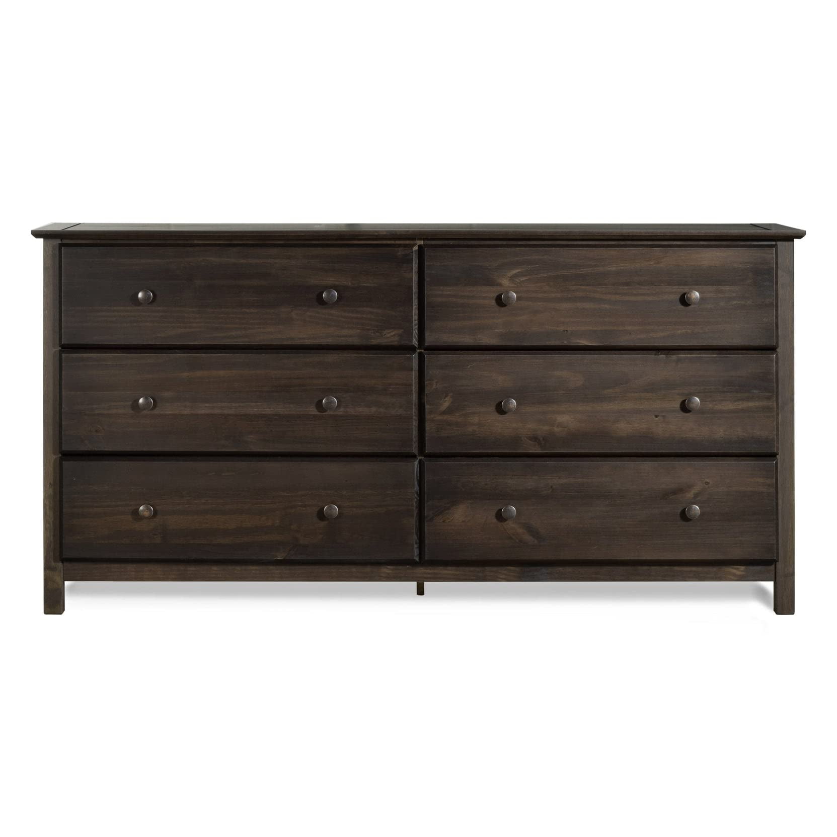 Grain Wood Furniture Shaker 6-Drawer Dresser, Solid Wood with an Expresso Finish