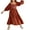 Dirty Orange, variant on Fortune Women Bohemian Dress Casual Puff Sleeve Embroidered Floral Dresses Boho Flowy Ruffle Midi Dress