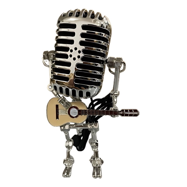 Birdeem Vintage Microphone Robot Table Art Home Desktop Decoration