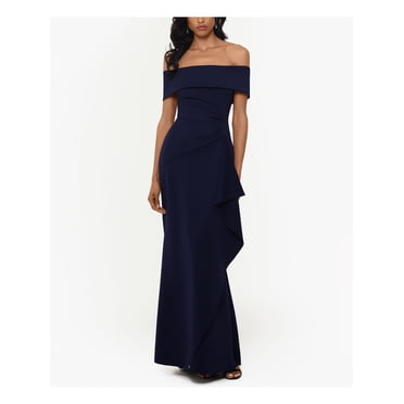 XSCAPE Womens Ruffled Sleeveless Square Neck Short Party Hi-Lo Dress