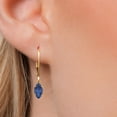 thumbnail image 3 of Gem Stone King 14K Yellow Gold Blue Sapphire Leverback Dangle Earrings for Women | 1.26 Cttw | Gemstone September Birthstone | Marquise 8X4MM, 3 of 6
