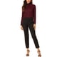 thumbnail image 2 of INSPIRE CHIC Camiseta de rayas de mujer de manga larga, casual, ajustada, de cuello alto, para primavera, otoño, fiesta de Navidad 2026 S Roja, 2 of 8