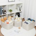 thumbnail image 3 of Bidtakay Large Fabric Baskets with Handles 3-Pack Collapsible Storage Basket for Shelves 15 X 11 X 9.5 inches Canvas Bins for Closet Organization (Ivory), 3 of 9
